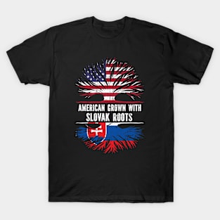 American Grown with Slovak Roots USA Flag T-Shirt